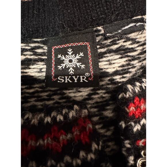 Vintage SKYR Norway Wool Cardigan Nordic Pewter Clasp Selbu snowflake medium - Picture 12 of 13